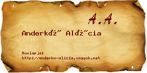 Anderkó Alícia névjegykártya